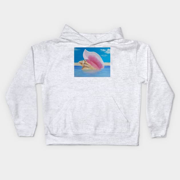 Conch Shell on a Sandbank Kids Hoodie by Alexkait